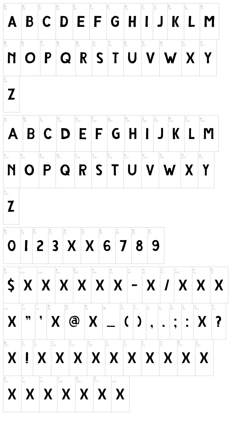 DK Compagnon font map